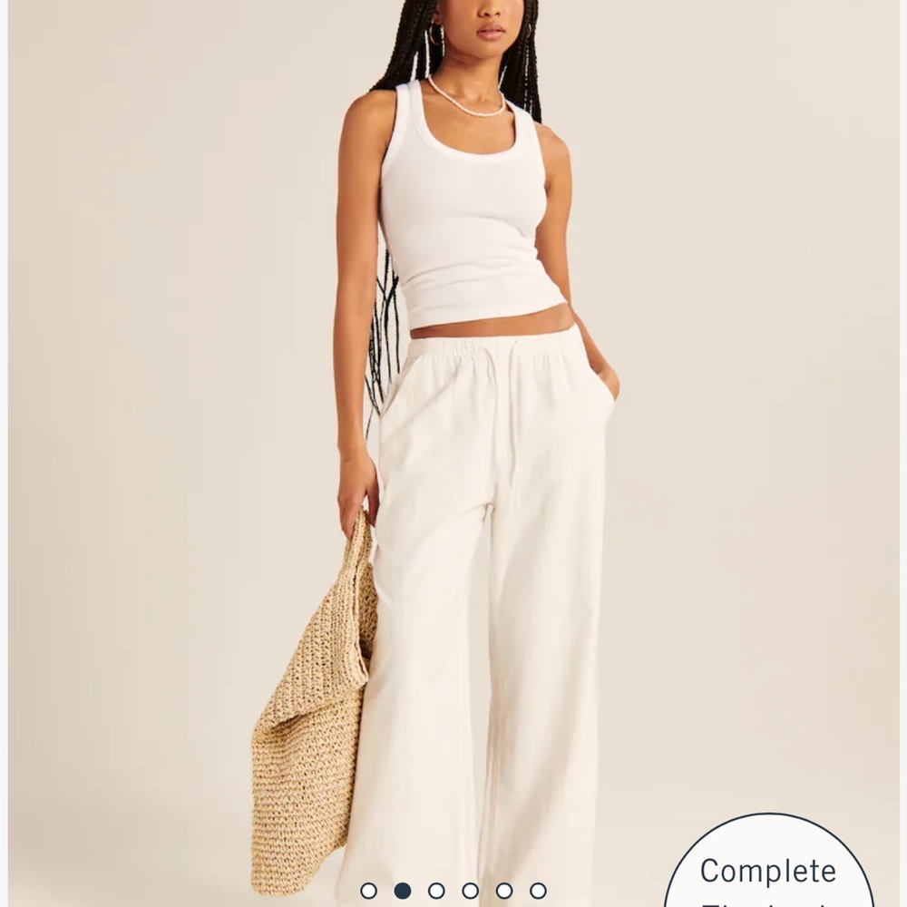 Abercrombie Wide Leg Linen Pants (Small Short)